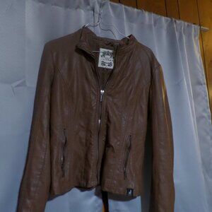 Made by Johnny Los Angeles Faux Leather Brown Moto Jacket - Size Medium